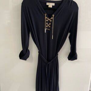 Michael Kors Navy Dress with Gold Accents/ Everyday Work Dress